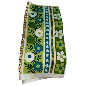 Vintage LINEN NEW turquoise avocado green floral one tea dish towel